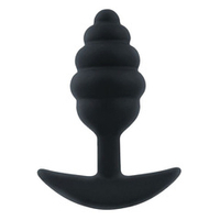 Черная ребристая анальная втулка 9см с ограничителем Bior Toys Sex Expert SEM-55196