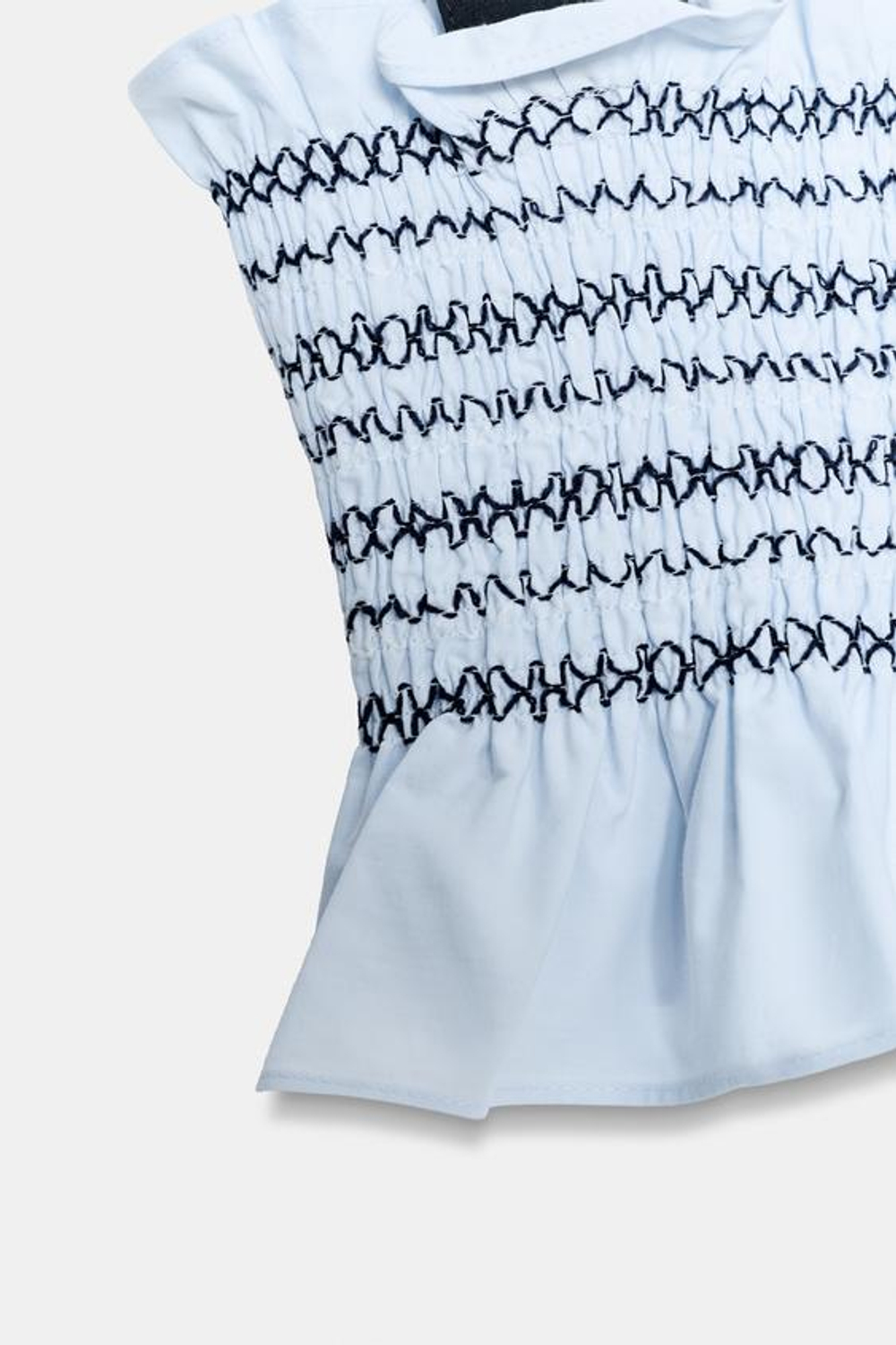 ZARA ТОП С ЗАВЯЗКАМИ И ЖАТКОЙ, СИНИЙ/БЕЛЫЙ