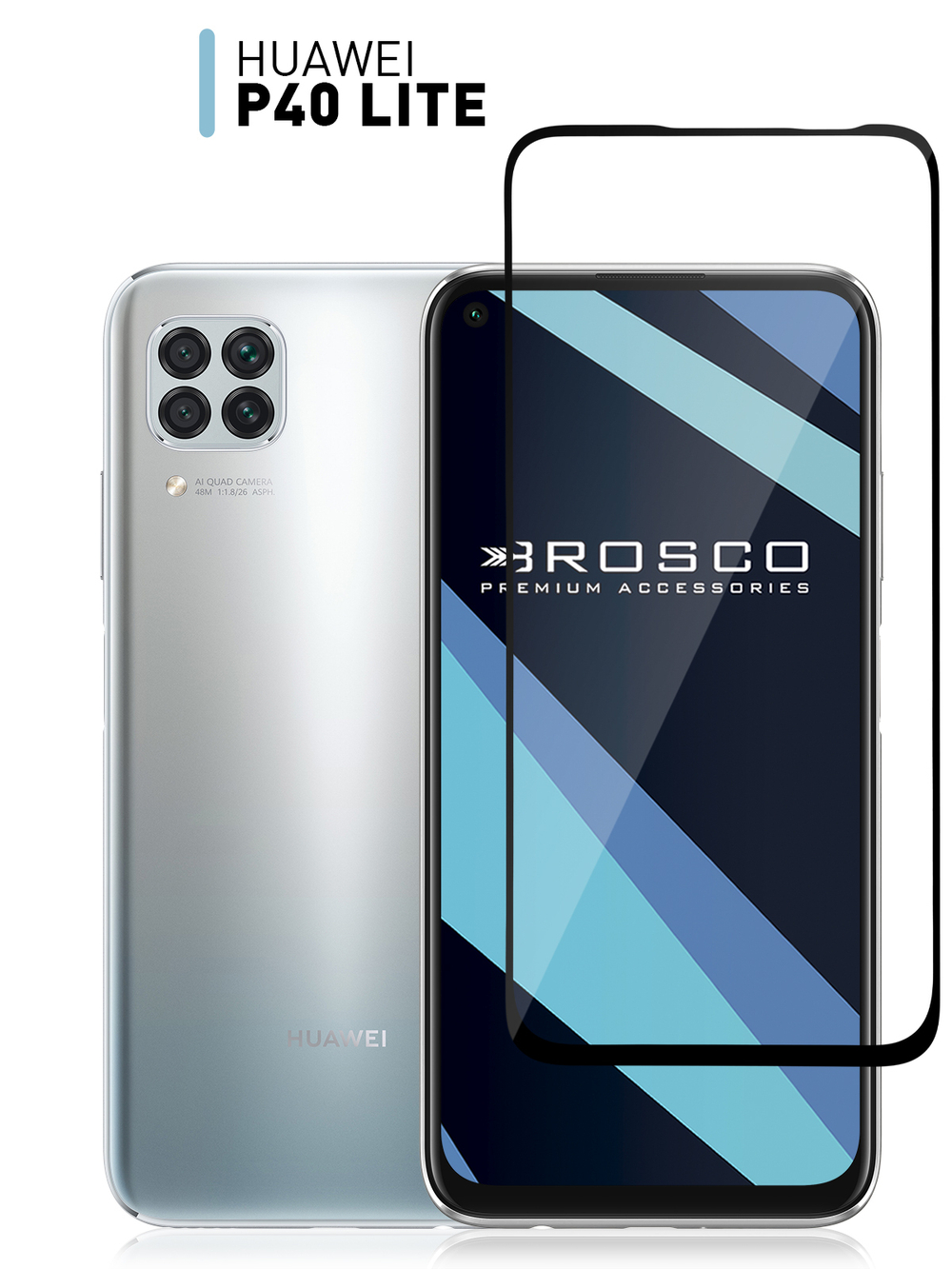 Защитное стекло ROSCO для Huawei P40 lite оптом (арт. HW-P40L-FSP-GLASS-BLACK)