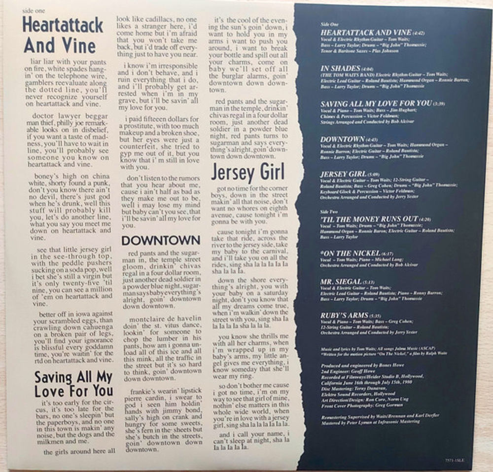 Tom Waits / Heartattack And Vine (LP)