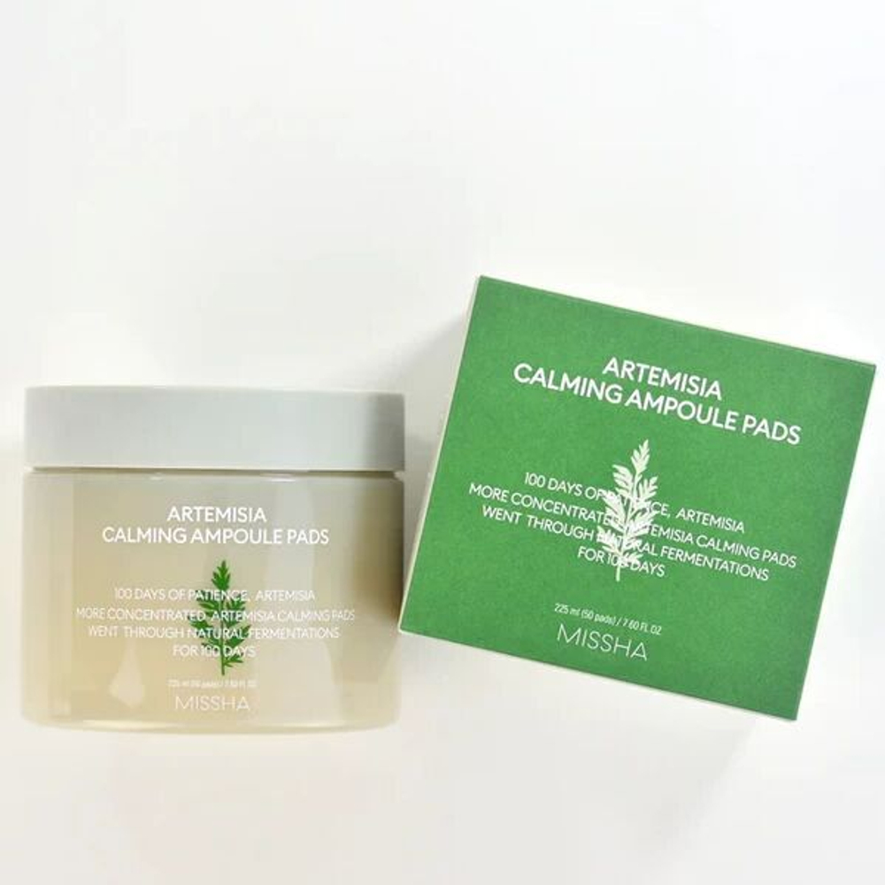 Успокаивающий ампульные пэды для лица с экстрактом полыни Missha Artemisia Calming Ampoule Pads, 50шт
