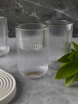 Набор бокалов для воды, 450мл. 6 шт. с золотой каймой