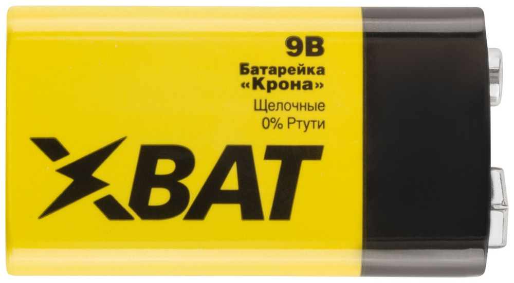 Батарейка щелочная, 9 В, тип "Крона", 1 шт. 6LR61 ХВАТ