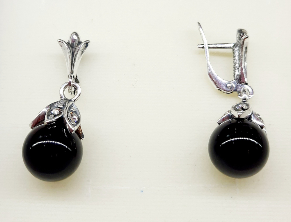 "Эртера" серьги в серебряном покрытии из коллекции "Жемчужная рапсодия" от Jenavi  с английским замком