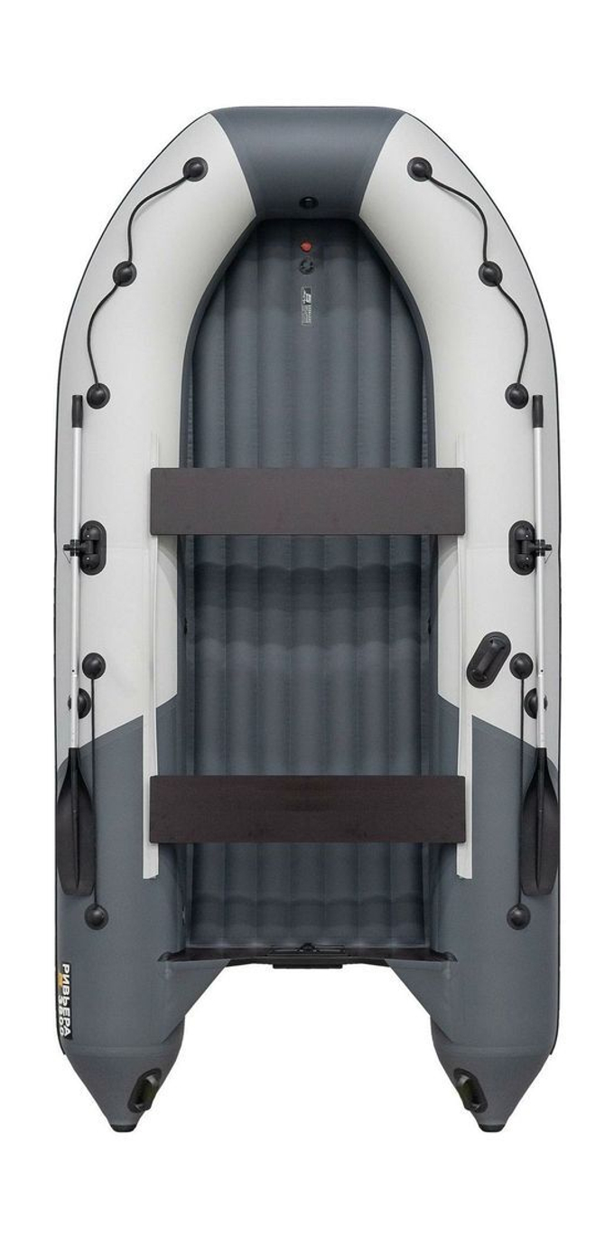 Надувная лодка ПВХ, Ривьера Компакт 3800 НДНД Комби, светло-серый/графит