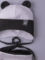 Шапка детская осенняя с ушками и снуд
