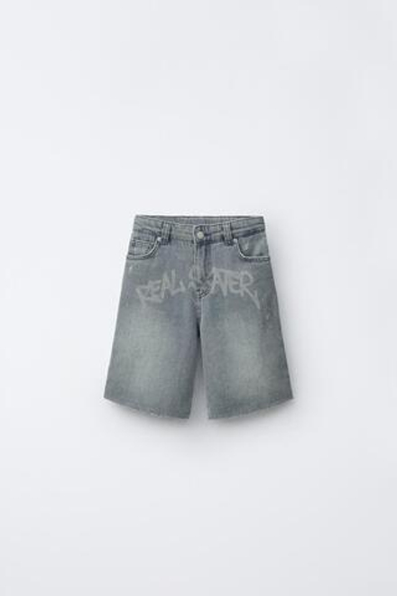 ZARA ДЖИНСОВЫЕ ШОРТЫ SKATE, СИНИЙ