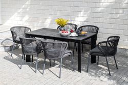 "Венето" обеденный стол из HPL 160х80см, цвет "серый гранит", каркас черный