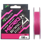 Шнур Intech Micron Braid PE X4 150м 0.104мм 4.54кг Pink #0.4 1шт 10lb