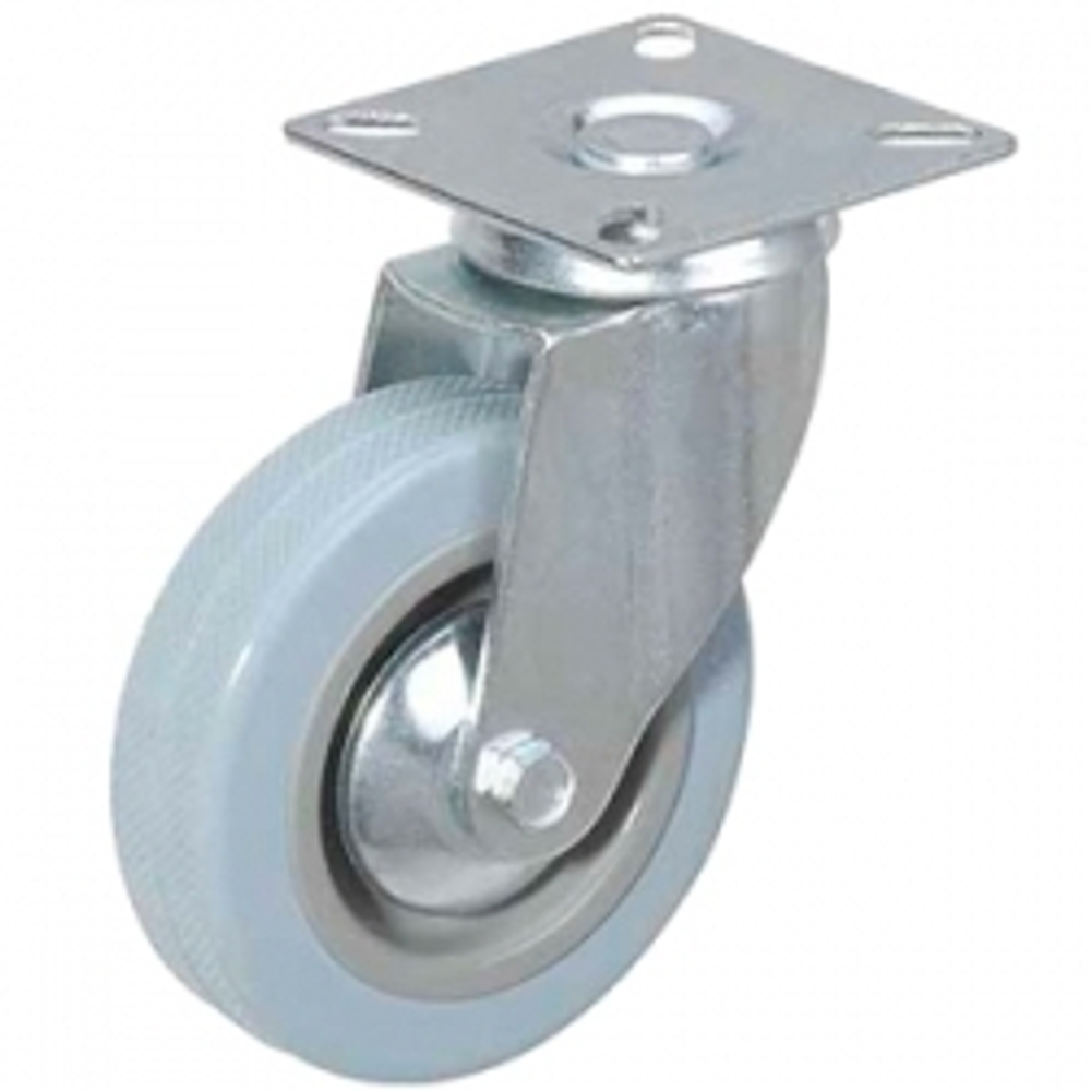 Колесо d100 неповоротное на площадке сер.резина	003852