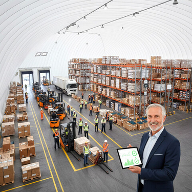 Склад в надувном пневмоангаре: планировка, зоны, хранение и безопасность