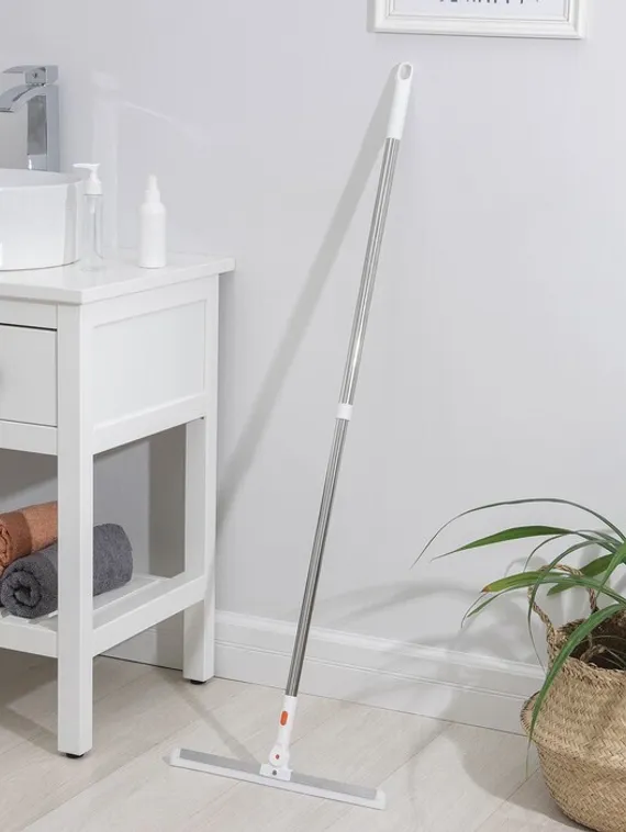 Водосгон для пола Доляна, силиконовый поворотный сгон 37 см, черенок из нержавеющей стали 74-124 см