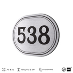 Номерок на дверь квартиры 538, для кабинета, офиса, шильдик 9 х 7 см, серебристый, Айдентика Технолоджи