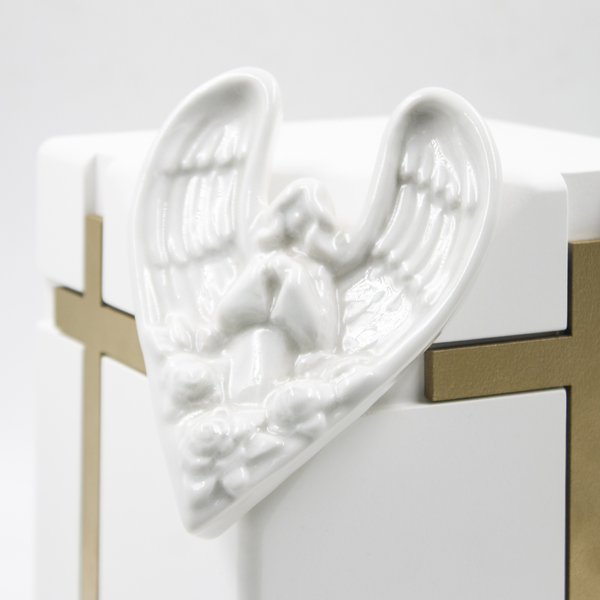 Урна для праха "Сердце ангела" белая эмаль