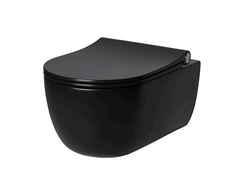 NOKEN ACRO COMPACT Унитаз подвесной RIMLESS 49 см, в комплекте сиденье с микролифтом, Matt black