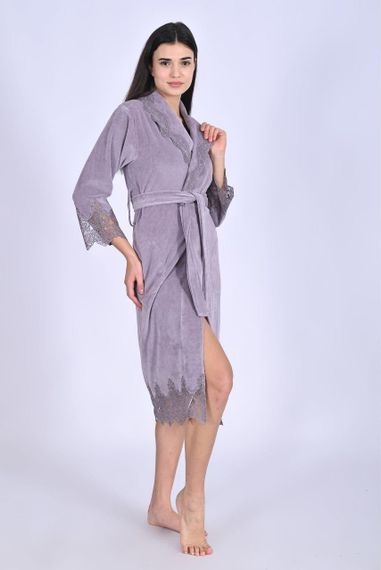Халат женский велюровый 0519 серый NUSA Турция