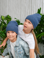 Шапка трикотажная  (Синий меланж) РИО