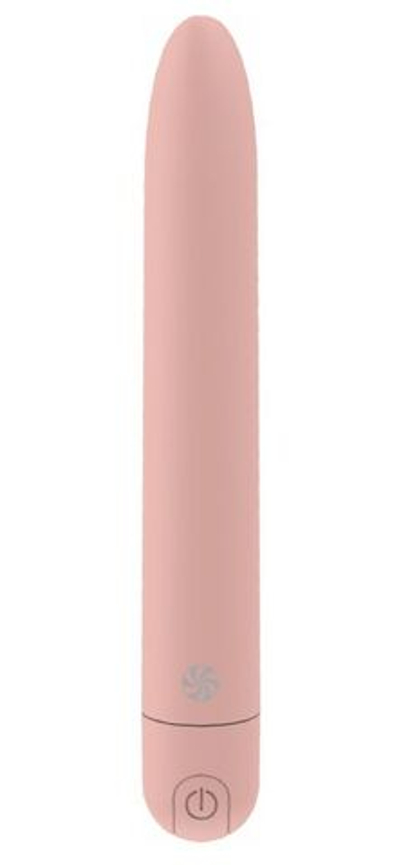 Персиковый перезаряжаемый вибратор Haze - 18 см.