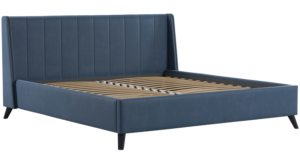 Кровать Мелисса 180 см (без спального основания) Тори 83 велюр (серо-синий)