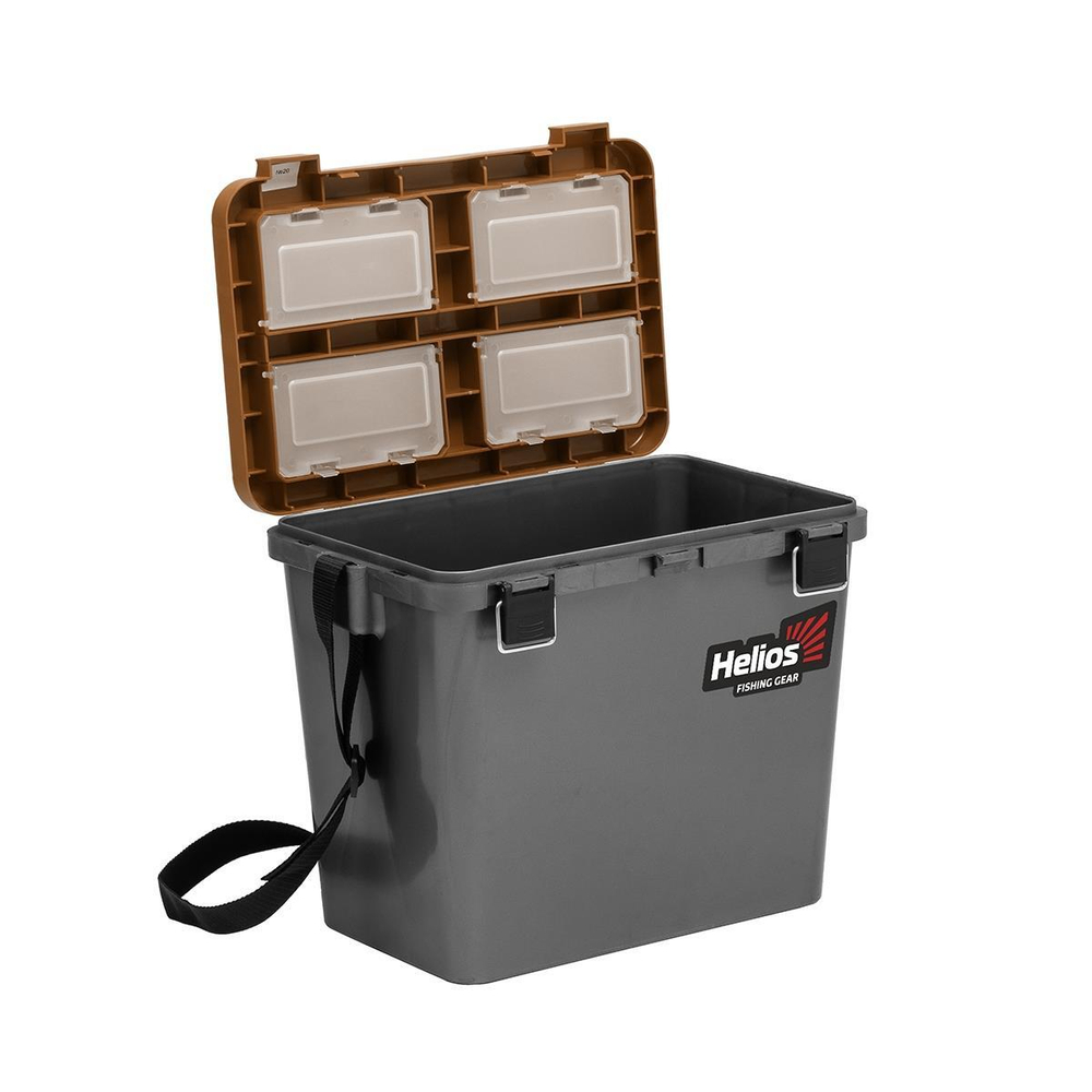 Ящик рыболовный зимний односекционный Helios (HS-IB-19-GB-1), серый/золото HS-IB-19-GGo-1