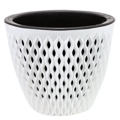 Кашпо для цветов пластиковое 1,6л d-16см «Версаль» Белый/Чёрный