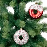 Украшение ёлочное 6 шт., 8 см, "Пончики", красный/белый, пластик, ЗОЛОТАЯ СКАЗКА, 592171