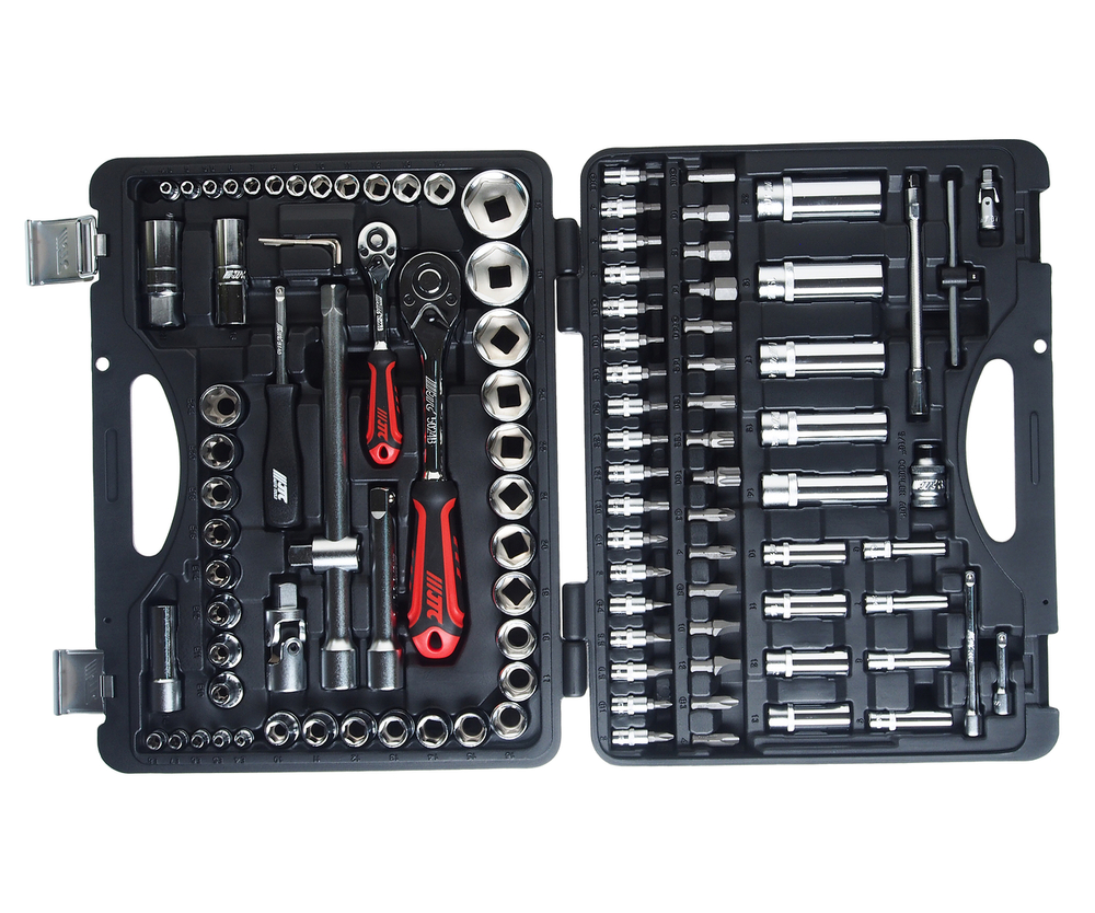 Набор головок торцевых и бит 1/4",1/2" 6-гранных 110 предметов в кейсе JTC