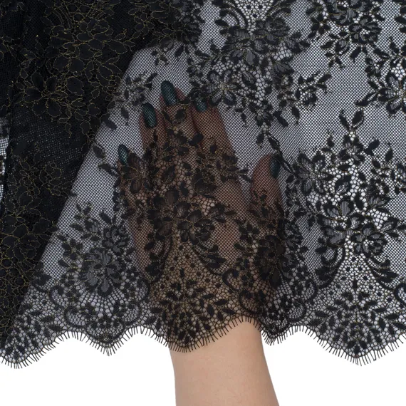 Кружево реснички черное/золото (28х290 см)