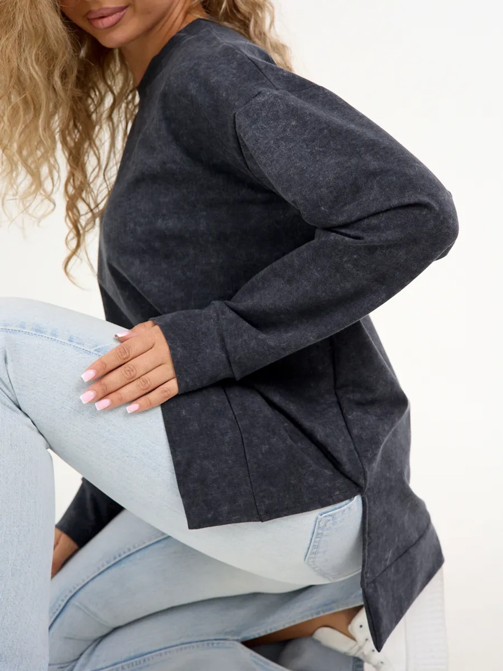 Кофта больших размеров оверсайз удлиненная без начеса теплая