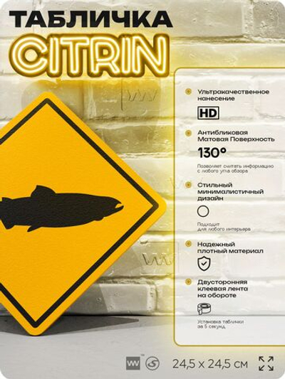 Табличка декоративная "Горбуша" на дверь и стену, информационная и предупреждающая, декоративный знак, 24,5х24,5 см, пластиковая, Айдентика Технолоджи