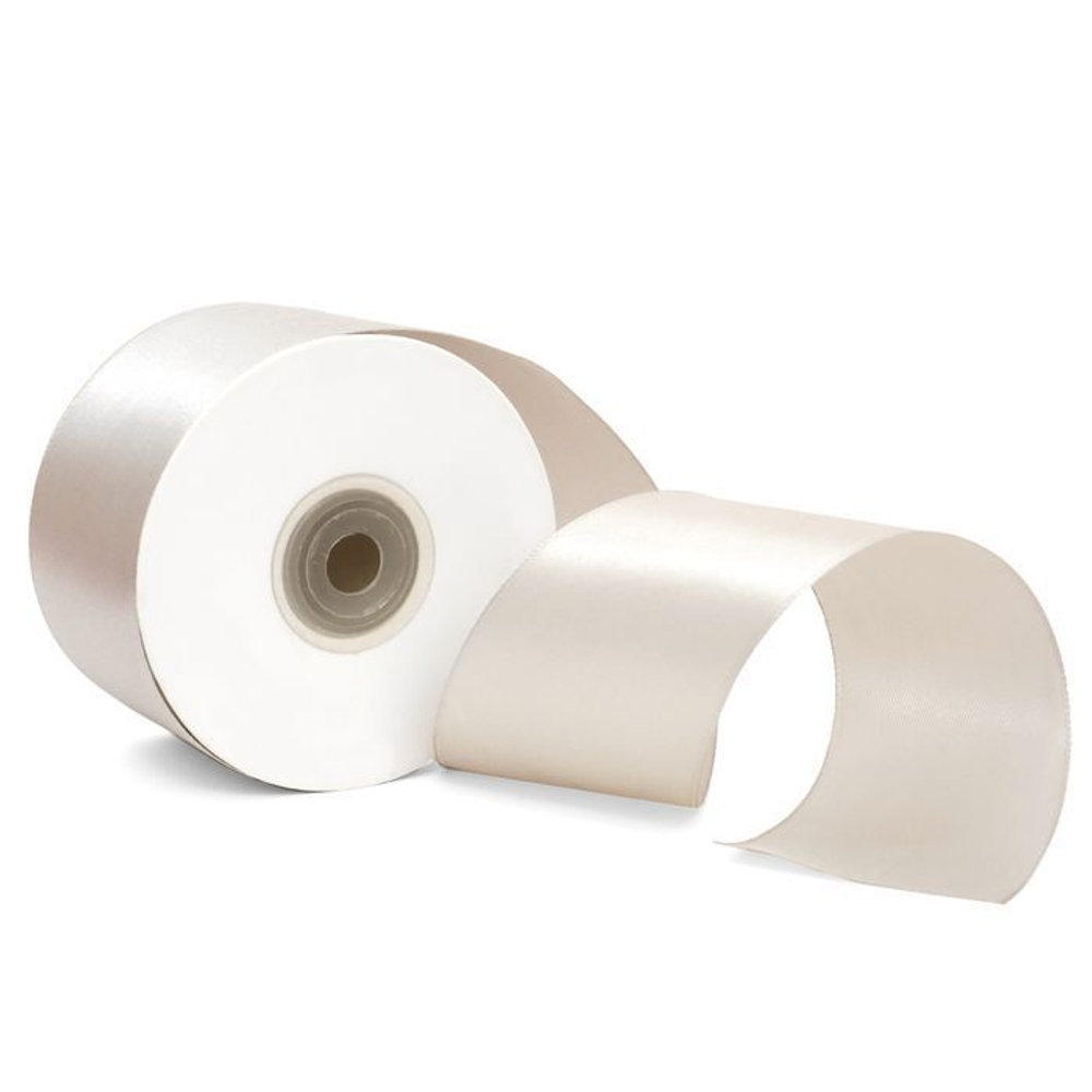 Лента упаковочная атласная 38мм, 22 м жемчужно-серая