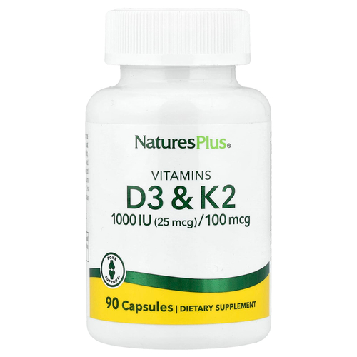 NaturesPlus, витамины D3 и К2, 90 капсул