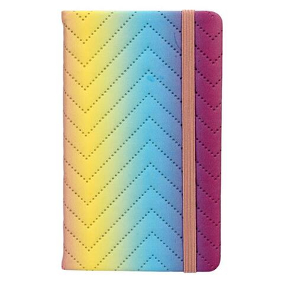 Записная книжка "Градиент" А6 на резинке, кожзам, тиснение "зигзаг", цветная резинка, 4 цвета микс,