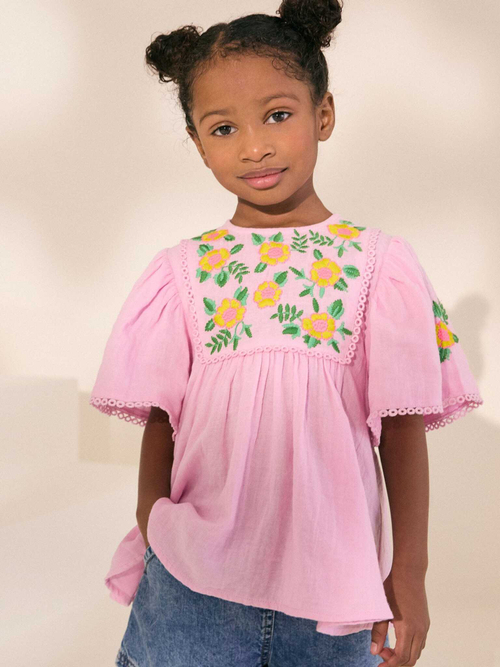 Блуза с вышивкой для девочки Next AC6-255, Розовый