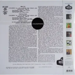 Mischa Elman With The London Philharmonic Orchestra Conducted By Sir Adrian Boult, Bruch, Wieniawski - Concerto No. 1 In G Minor For Violin And Orchestra, Opus 26 / Concerto No. 2 In D Minor For Violin And Orchestra, Opus 22 - (Analogphonic) LP