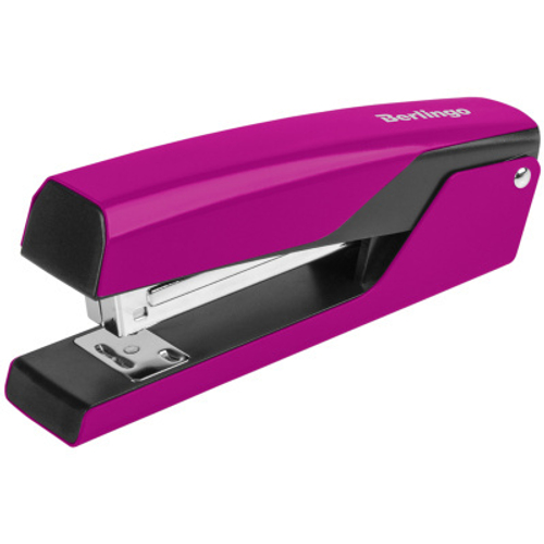 Степлер №24/6, 26/6 Berlingo "Color Zone" до 20л., металлический корпус, розовый
