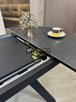 Круглый стол "Бонжур", керамогранит, черный мрамор