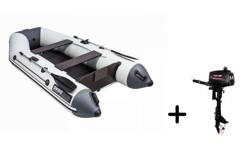 Аква-2900 СКК СЕРЫЙ/ГРАФИТ слань-книжка киль + PARSUN T 3.6 BMS (комплект лодка + мотор)