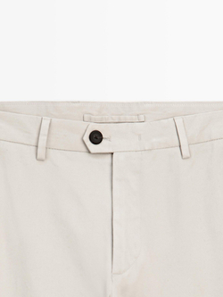 Massimo Dutti Зауженные брюки из смесового хлопка, каменный