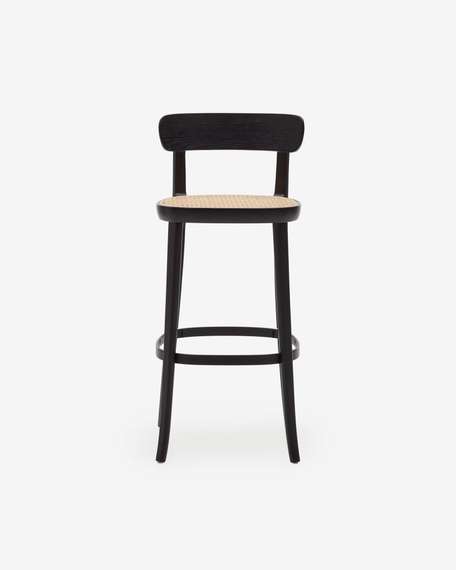 Барный стул Romane черный сиденьем из ротанга | La Forma | Испания