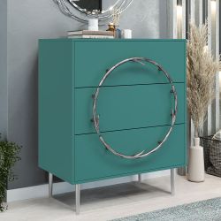 Комод Арт Колор matte Стайл Сильвер с 3 ящиками Пастельно-синий матовый