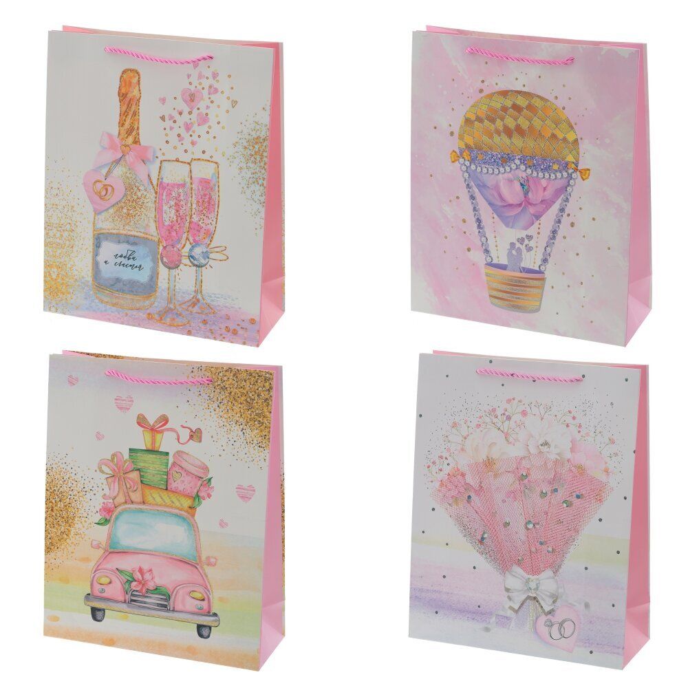 GAEM Пакет подарочный (бумага 210г/м2, блок микс 12шт), L26 W10 H32 см, 4в.