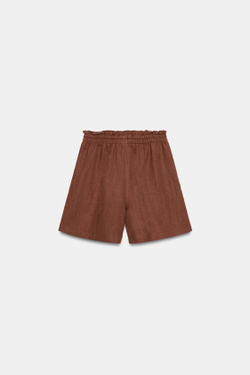 ZARA ШОРТЫ С ЭЛАСТИЧНЫМ ПОЯСОМ, ТЕМНЫЙ ЧЕРЕПИЧНЫЙ