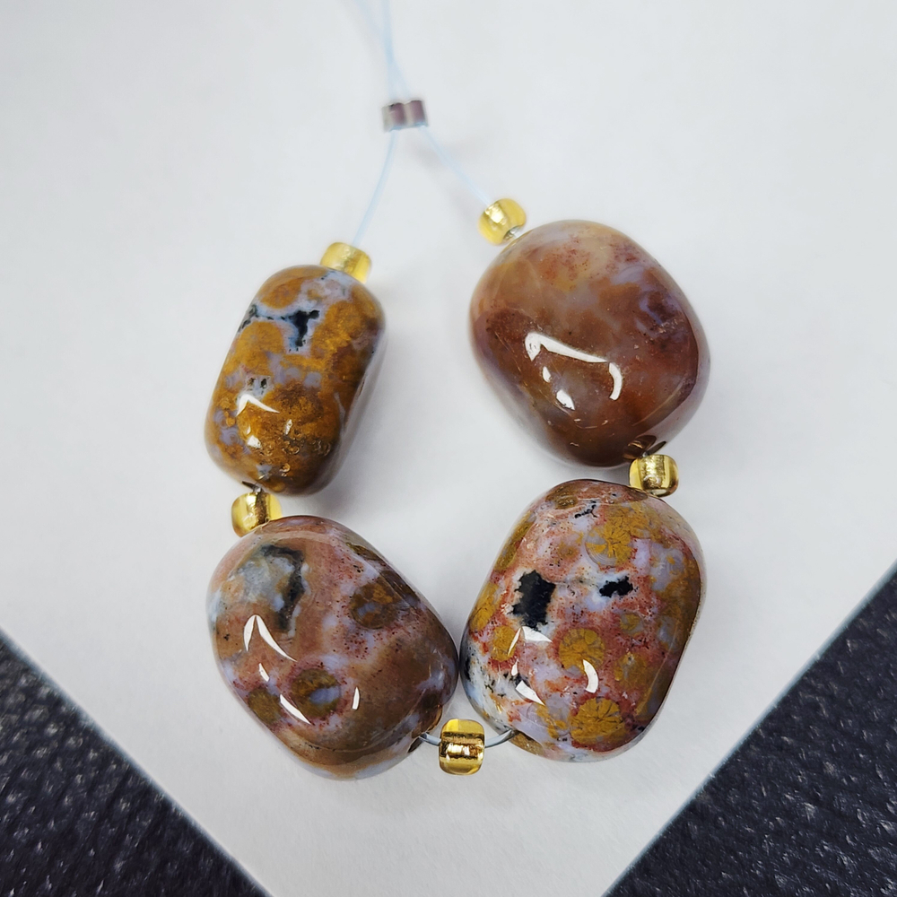 Океаническая яшма, риолит, крупная галтовка, ~ 12-15 мм, подобранный набор, цена за набор на фото