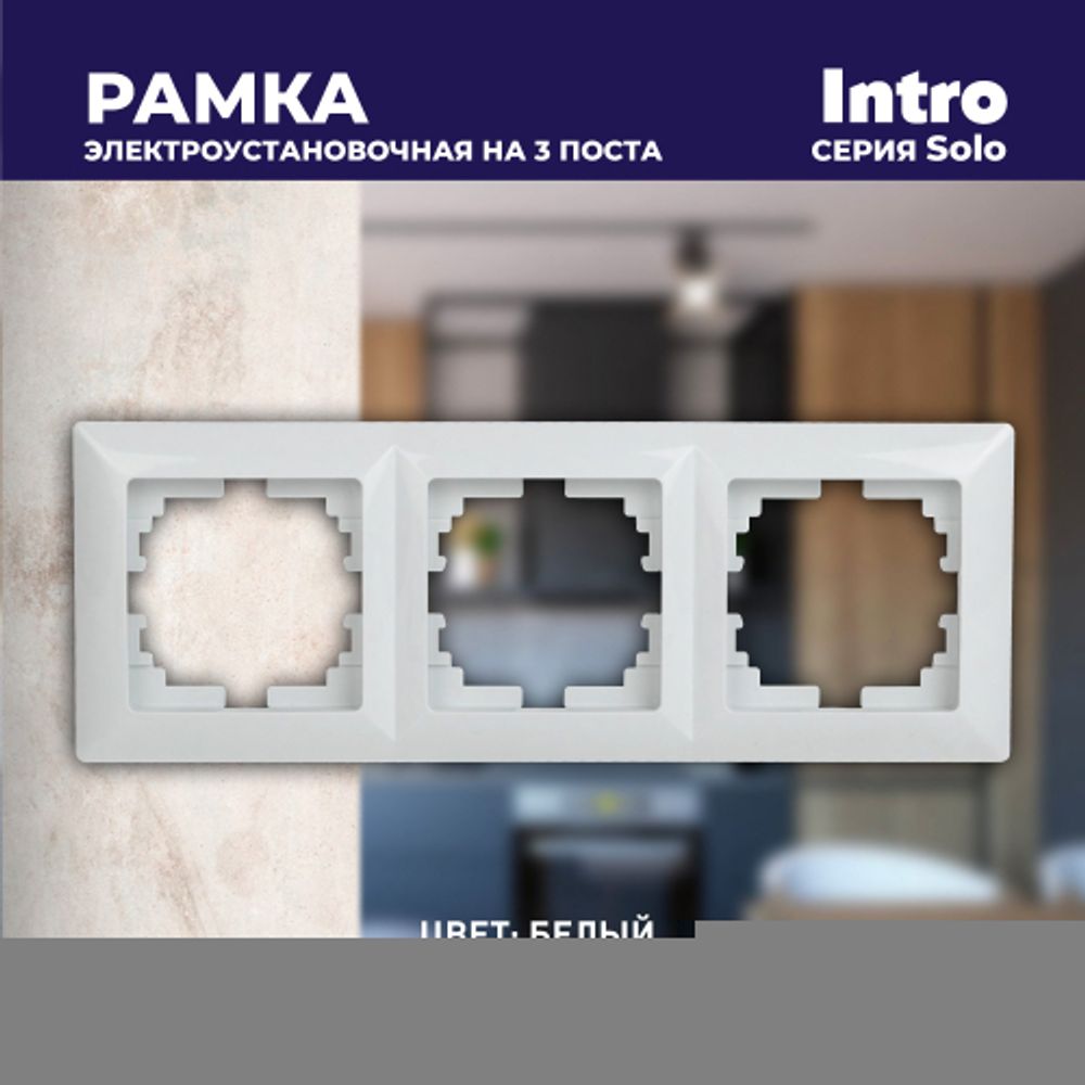 Рамка для розеток и выключателей Intro Solo 4-503-01 на 3 поста, СУ, белый