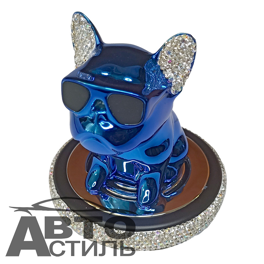 Ароматизатор-игрушка -на торпеду- Собачка Бульдог -(сух)- YC-15BLU синий