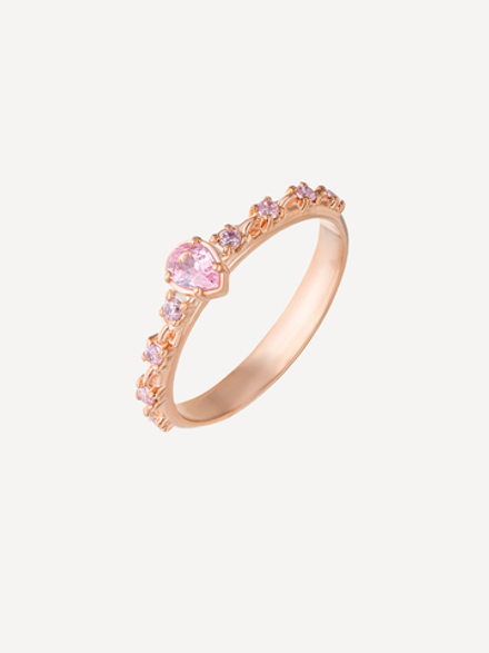 Кольцо из серебра со вставками из розовых фианитов