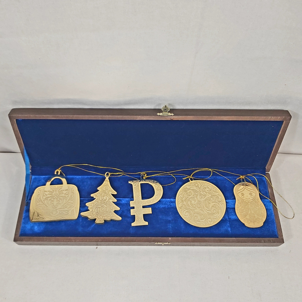 Набор из 5 ёлочных игрушек  "Новогодний" (Златоустовская гравюра)