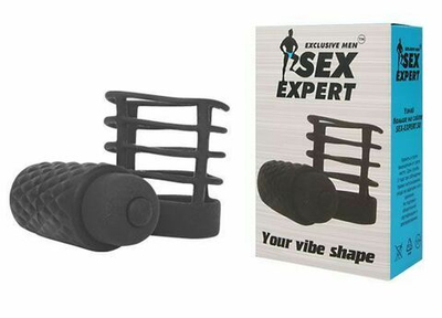 Черная силиконовая вибронасадка на фаллос (Цвет: черный)