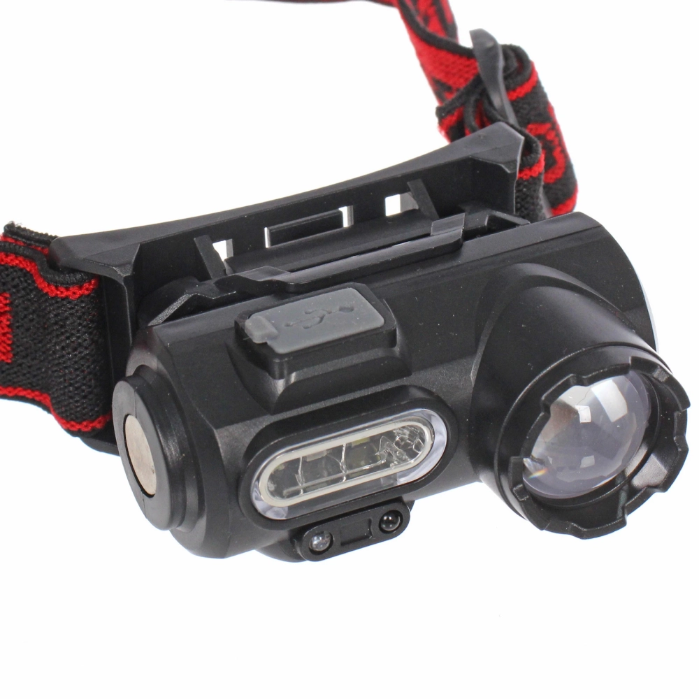 Фонарь налобный 6 режимов, 4LED, аккумуляторная батарея 500mAh USB 6351